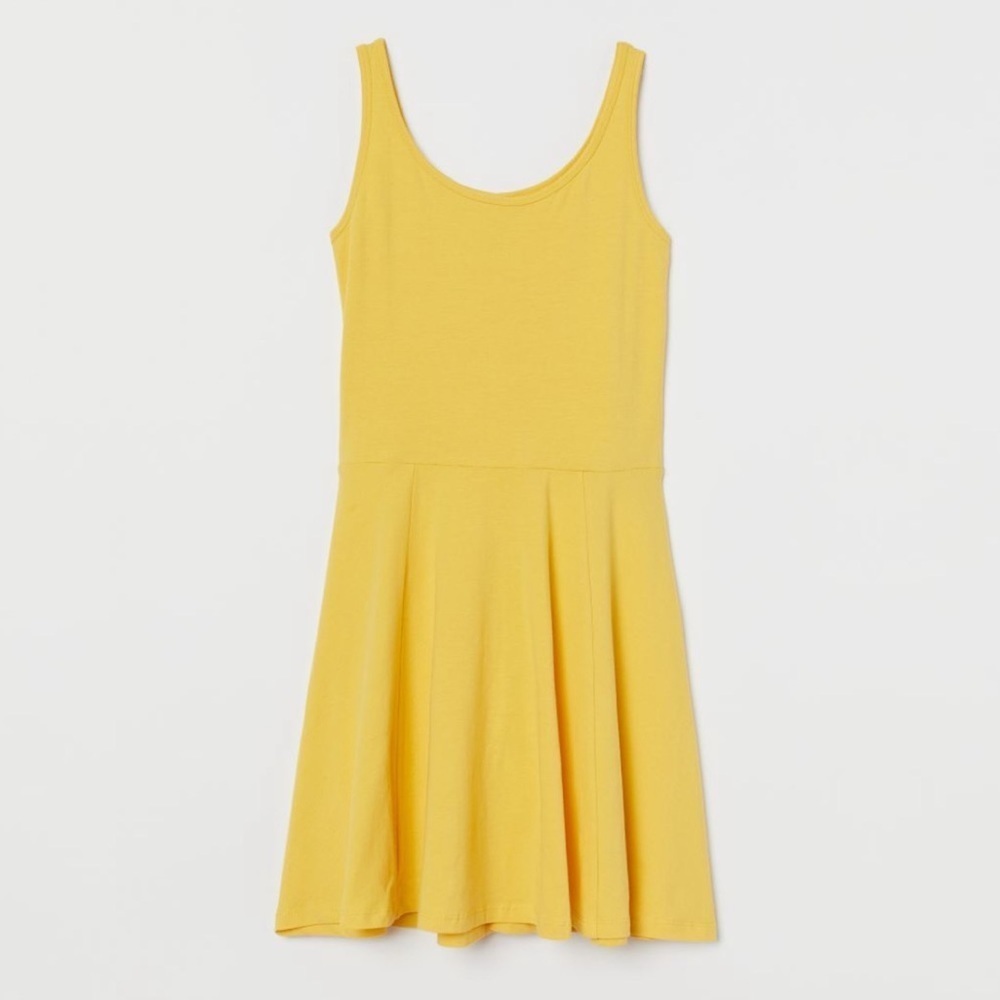 Yellow Sleeveless Flare Dress with Criss Cross Back